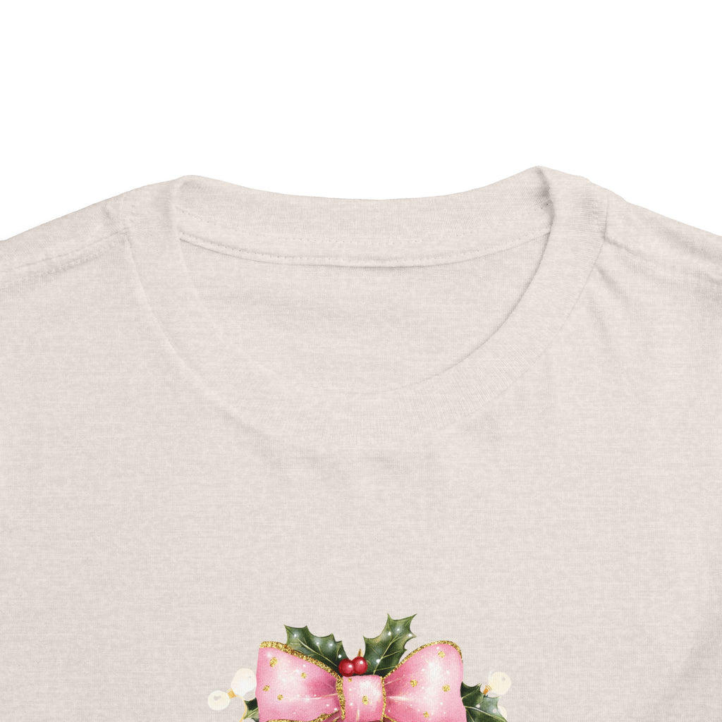 Toddler Christmas Tree Tee — Pink Bow Holiday Shirt