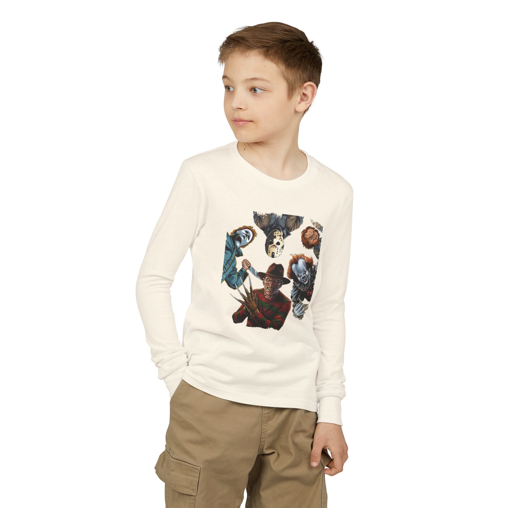 Horror Icons Youth Long Sleeve Tee - Freddy, Jason & More Graphic