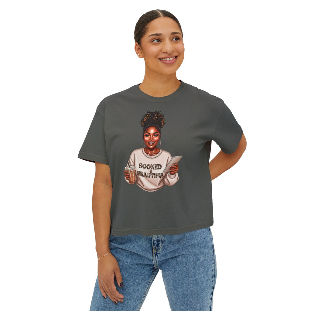 Booked & Beautiful Women's Boxy Tee — Empowering Black Girl Magic Graphic Shirt