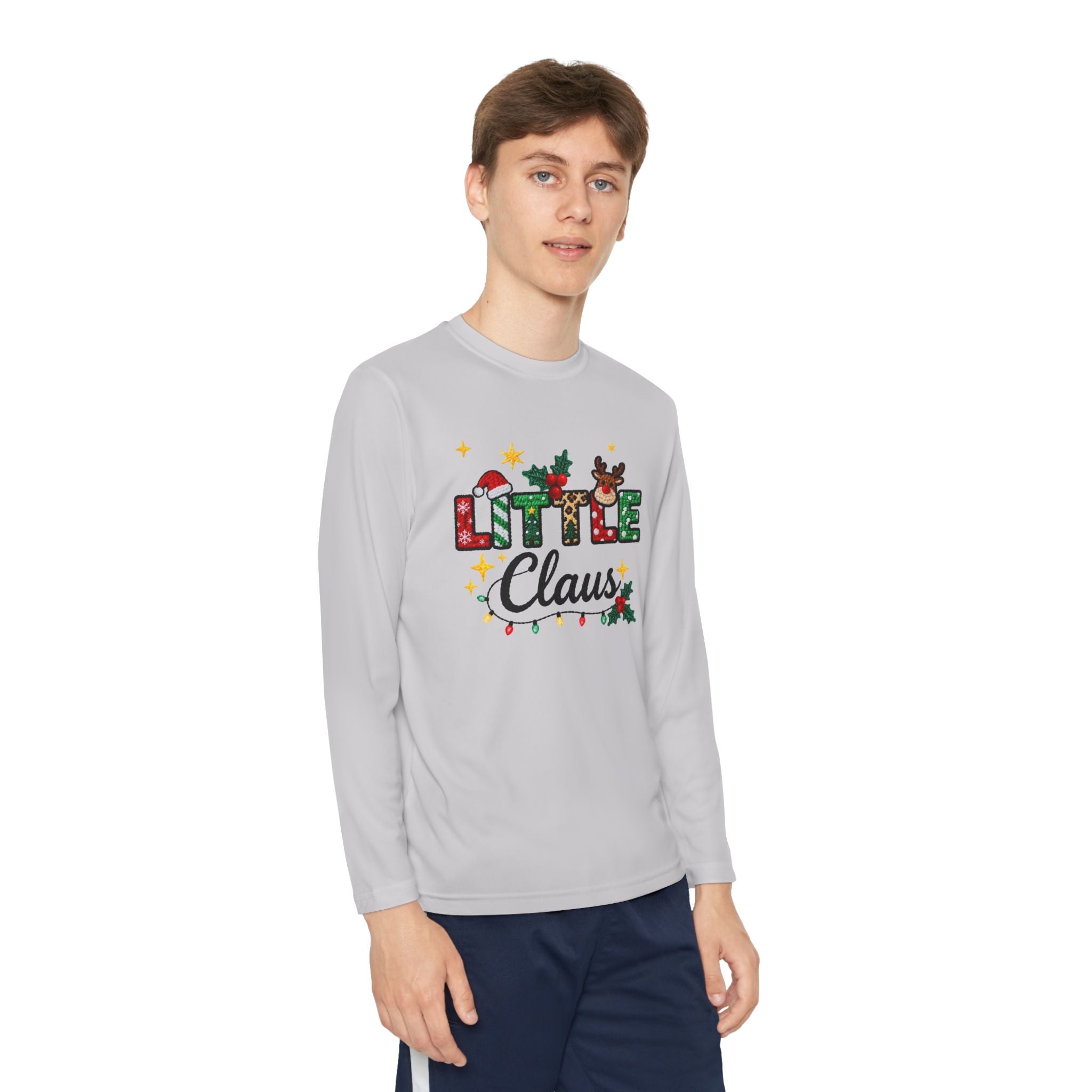Youth Long Sleeve Tee - "Little Claus" Christmas Kids Shirt
