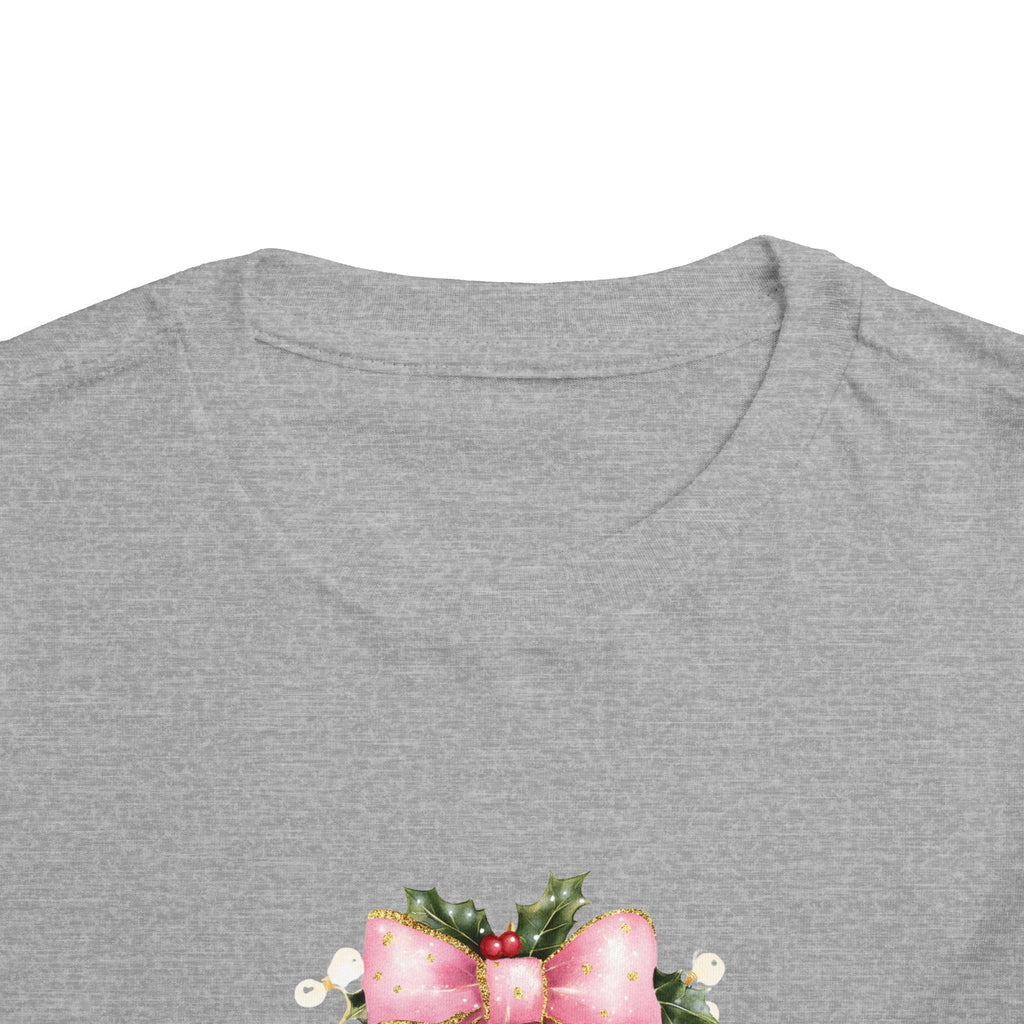 Toddler Christmas Tree Tee — Pink Bow Holiday Shirt