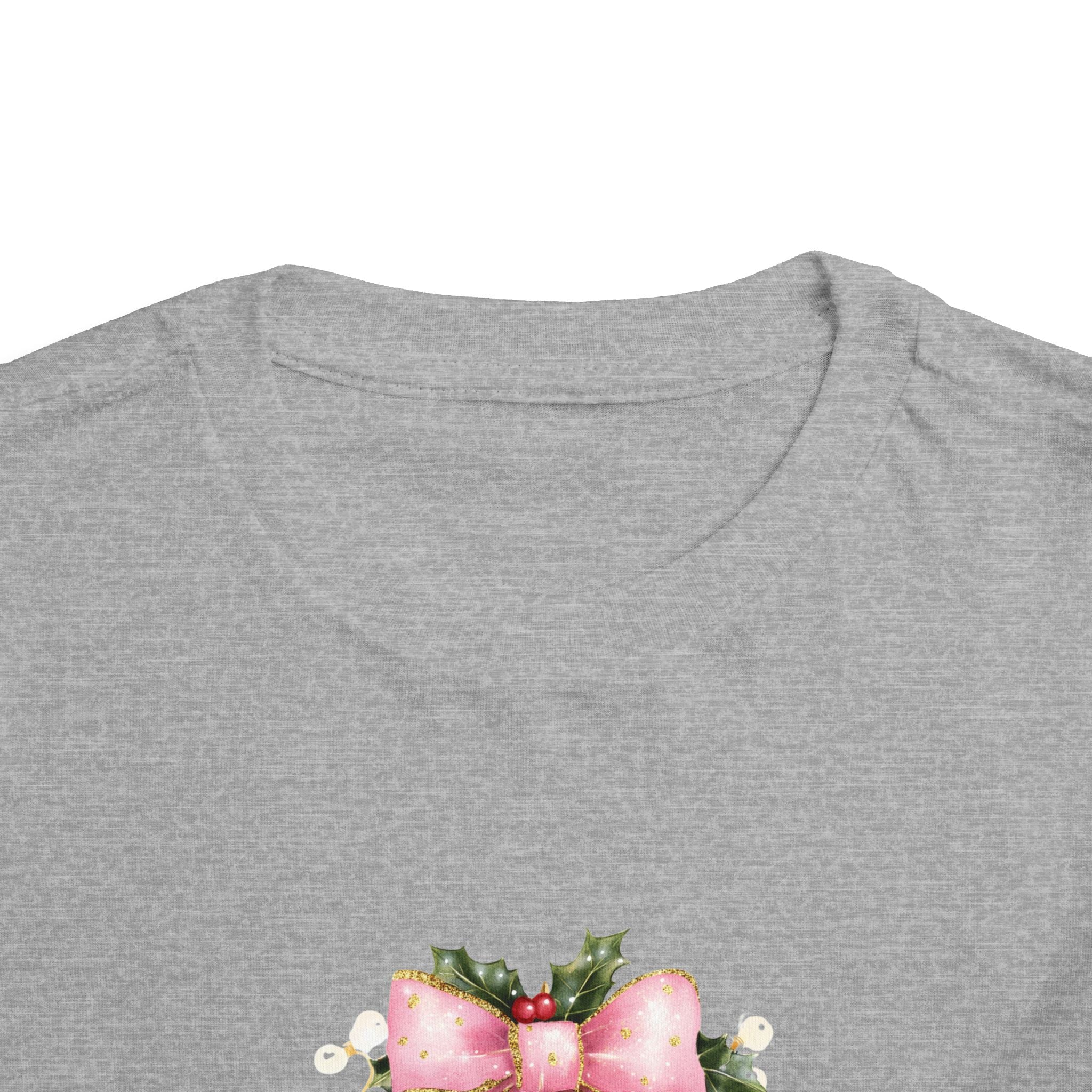 Toddler Christmas Tree Tee — Pink Bow Holiday Shirt