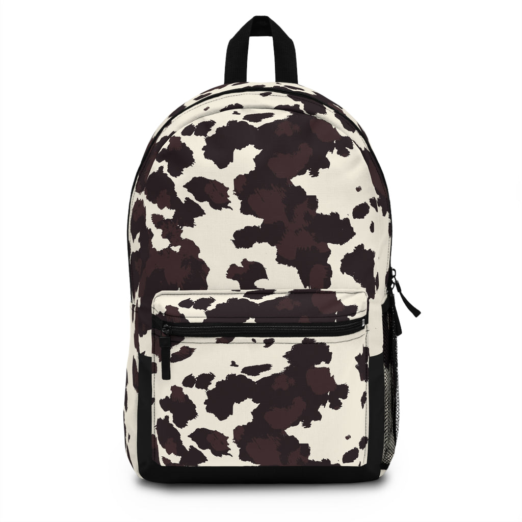 Cow Print Backpack — Trendy Black & White Animal Pattern School Bag