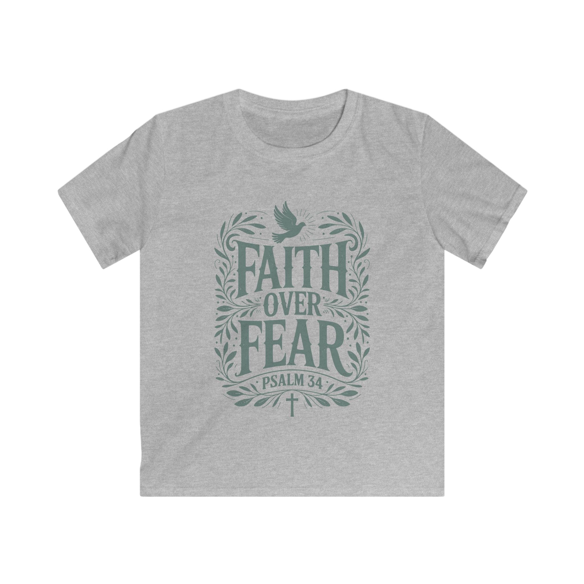Faith Over Fear Kids Tee — Psalm 34 Christian Youth T‑Shirt