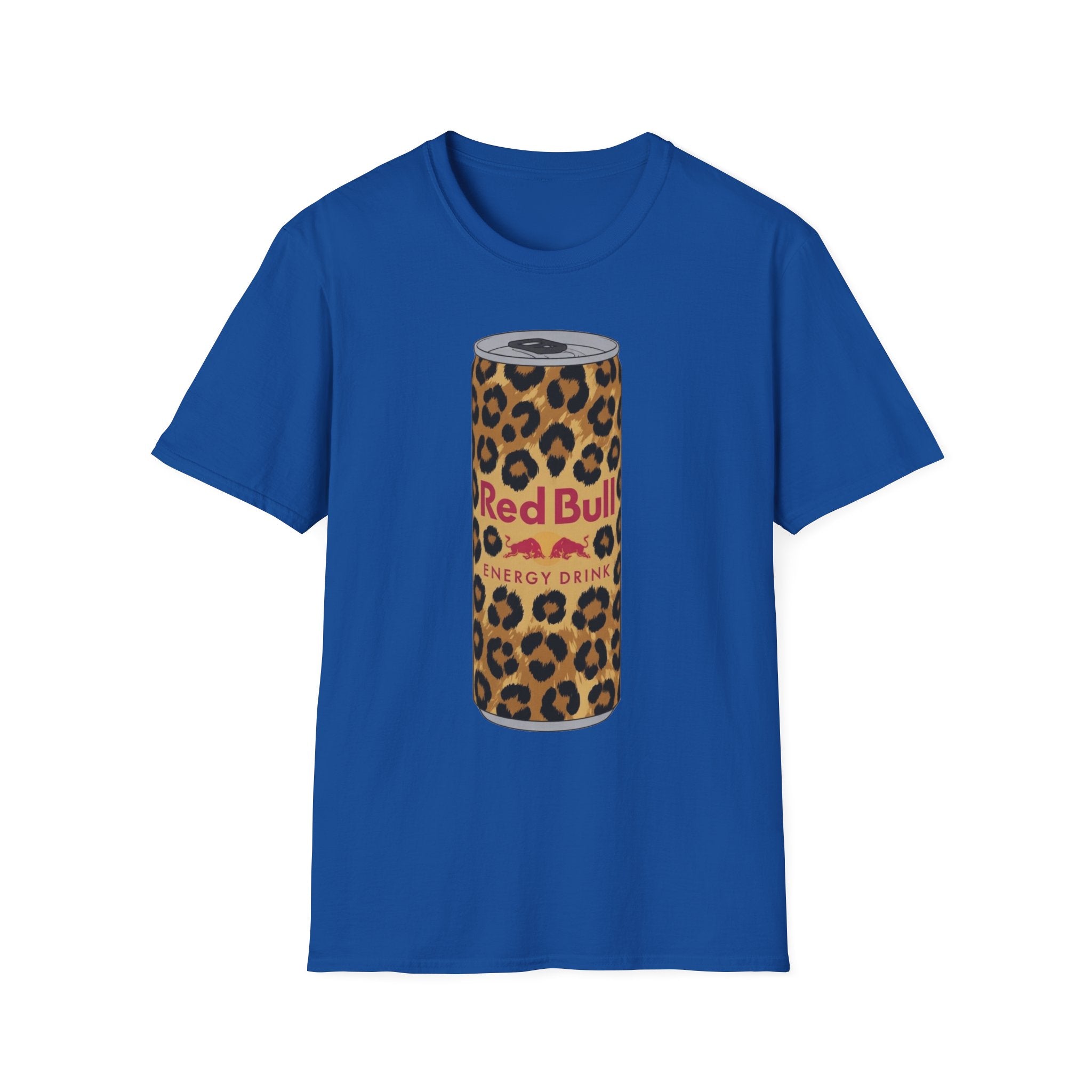Leopard Print Red Bull Can T‑Shirt — Energy Drink Graphic Tee