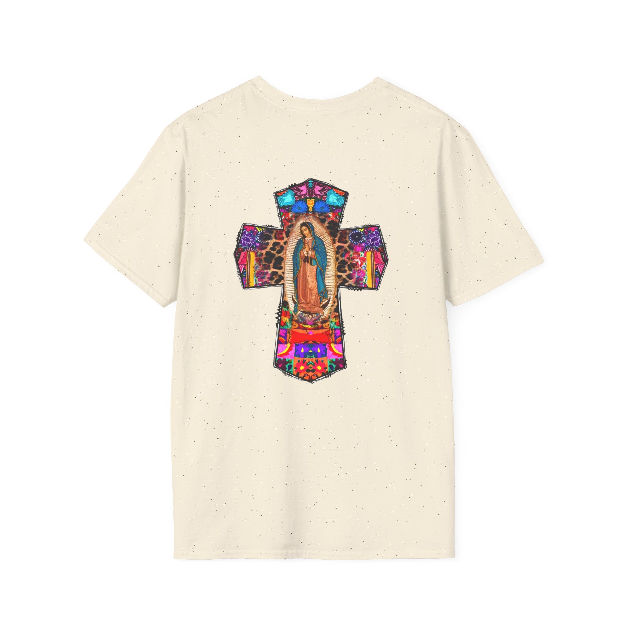 Our Lady of Guadalupe Cross T-Shirt — Colorful Mexican Folk Art Tee