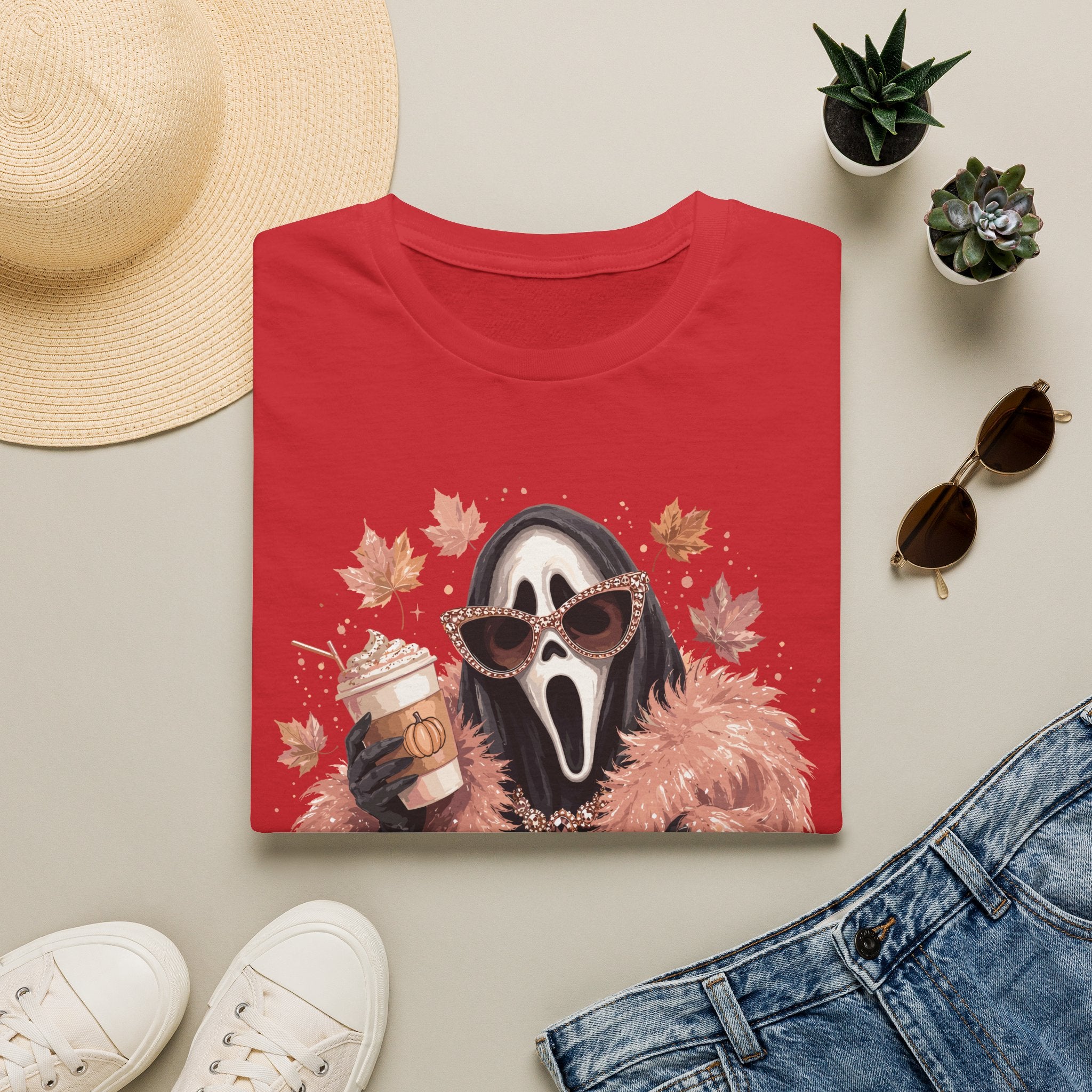 Cozy Scream Fall Tee — Glam Ghost with Pumpkin Spice Latte