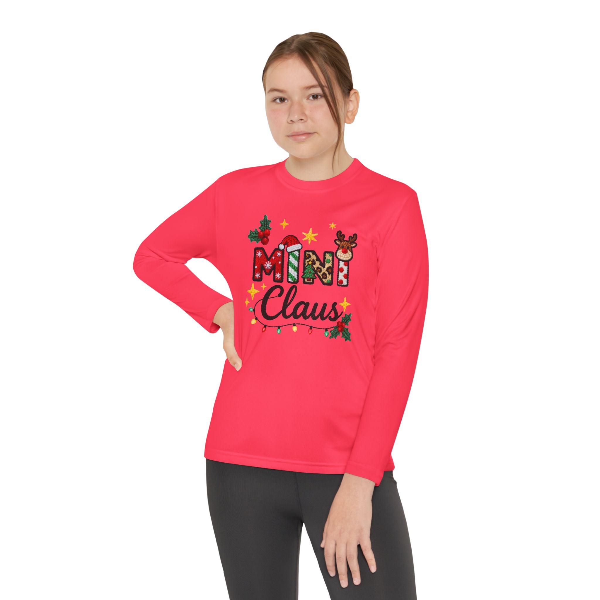 Mini Claus Youth Long Sleeve Tee — Cute Kids Christmas Holiday Shirt