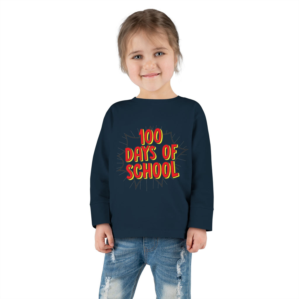 Toddler Long Sleeve Tee: "100 Days of School" Celebration Shirt