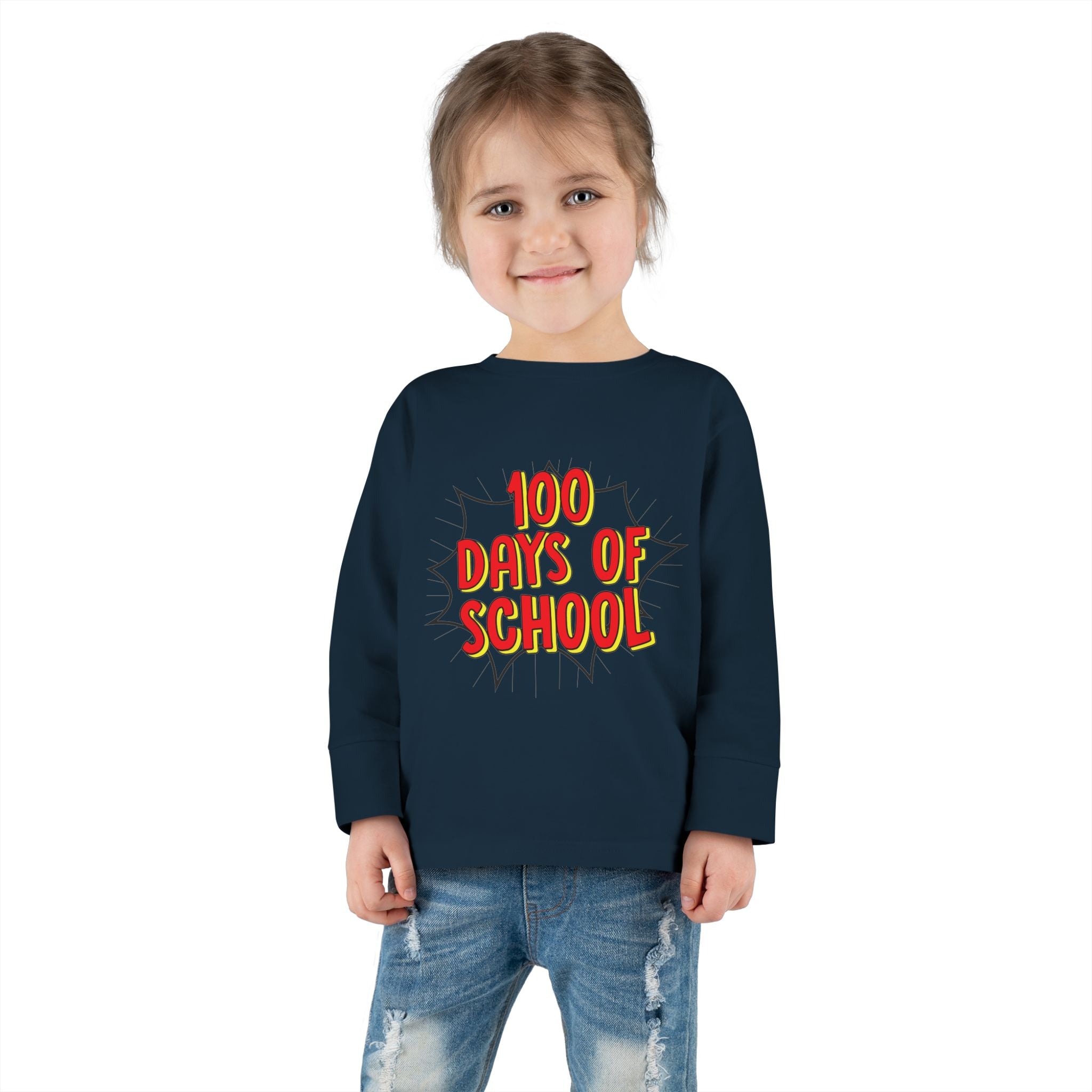 Toddler Long Sleeve Tee: "100 Days of School" Celebration Shirt