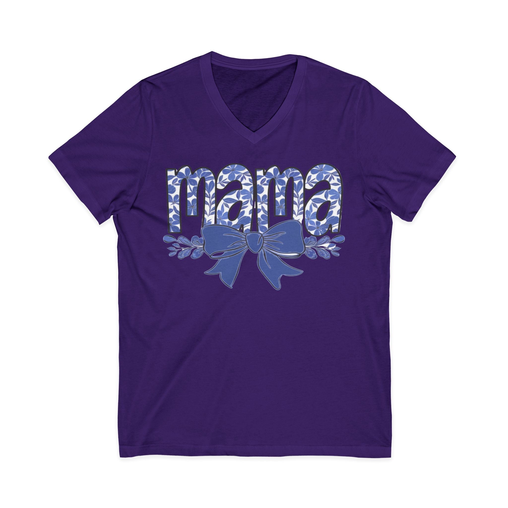 Mama Floral Bow V-Neck Tee — Mothers Day Gift Tee