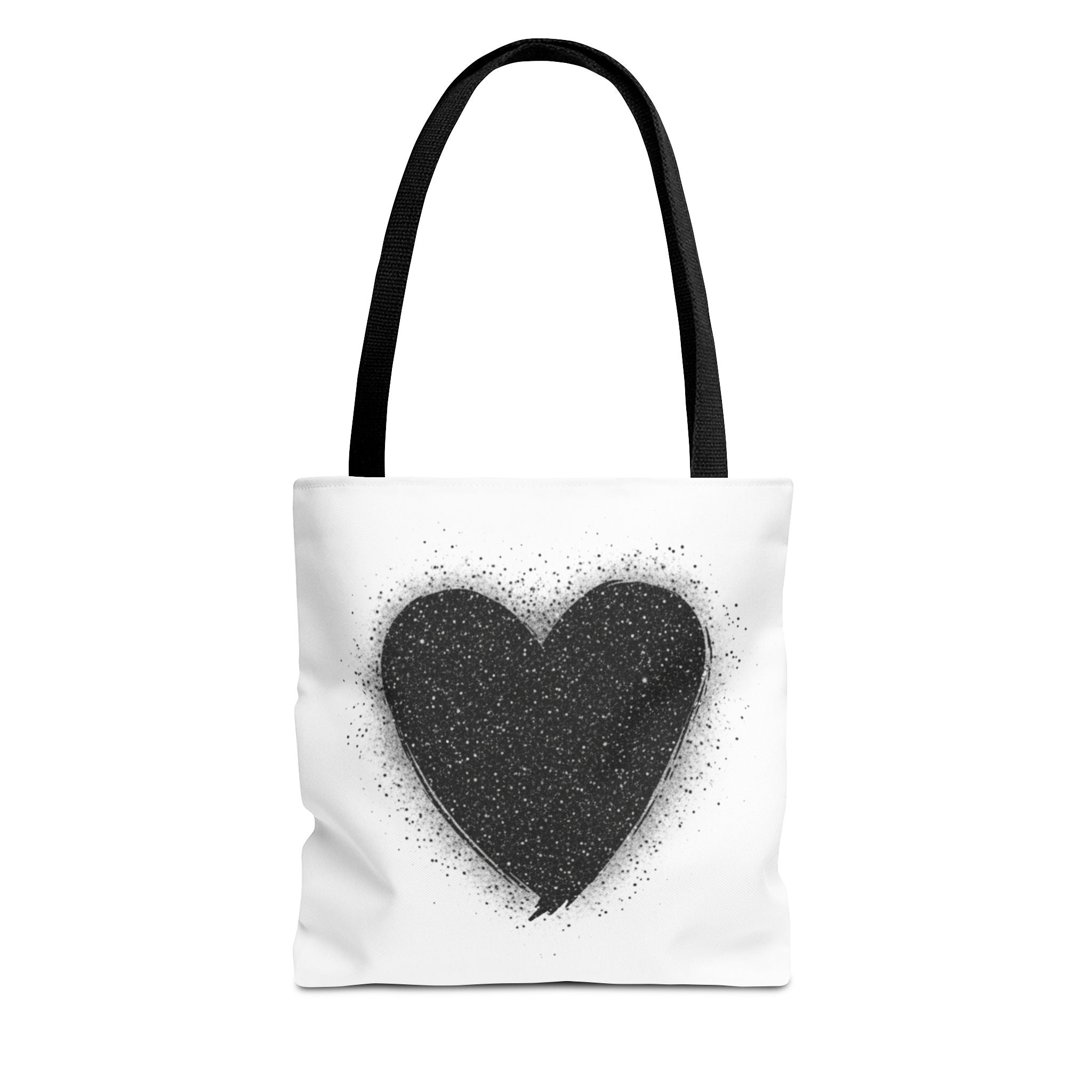 Black Spray Heart Tote Bag – Chic Graphic Canvas Tote for Everyday Use