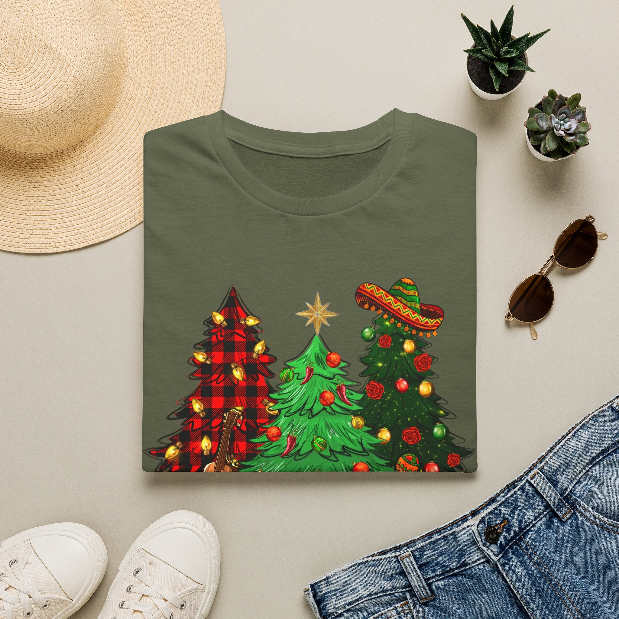 Feliz Navidad Christmas Trees T-Shirt — Festive Mexican Holiday Tee