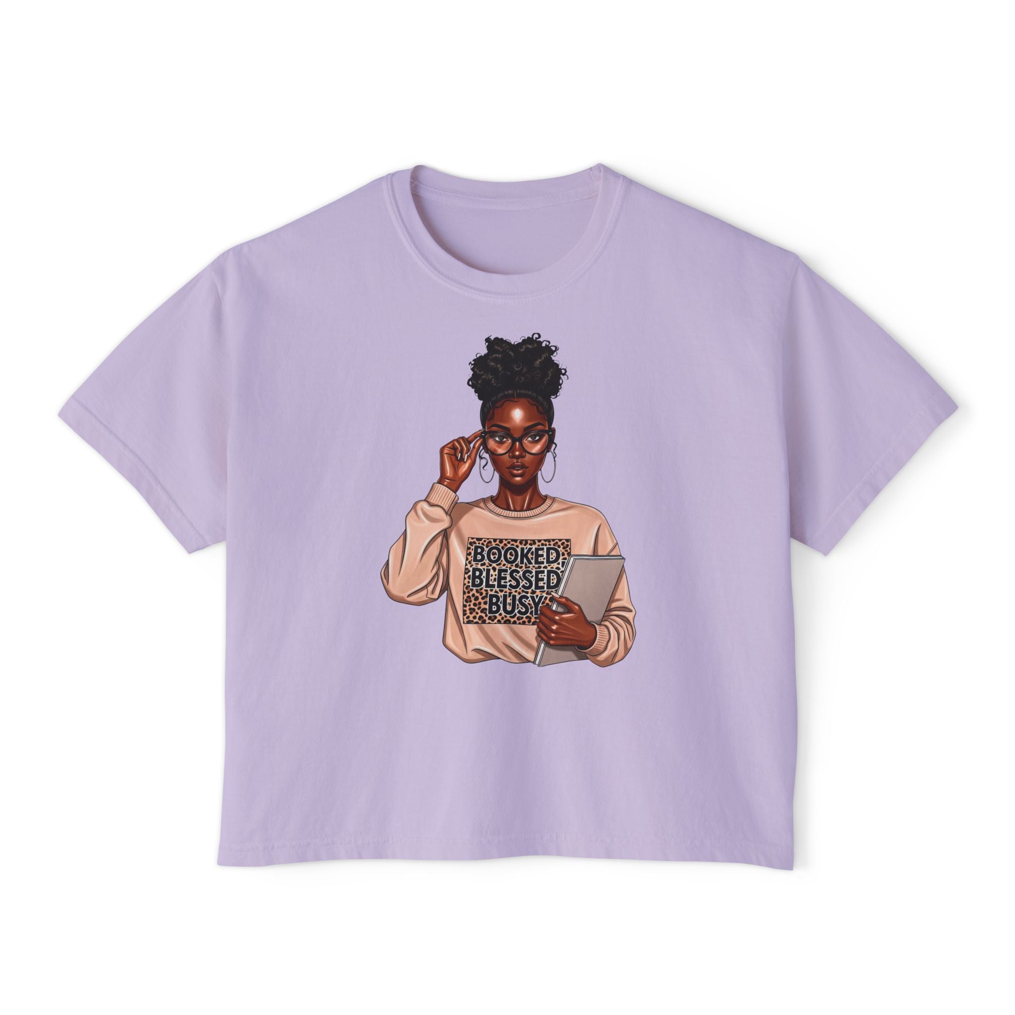Boxy Tee — Booked Blessed Boss Graphic