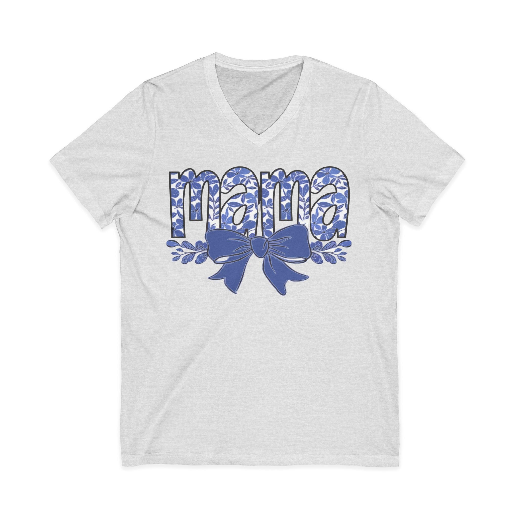 Mama Floral Bow V-Neck Tee — Mothers Day Gift Tee