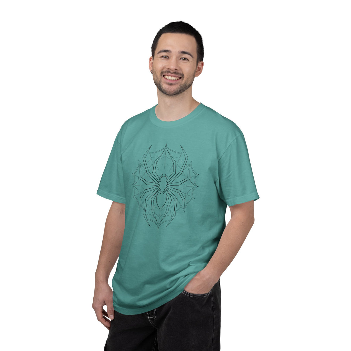 Spider Web Graphic T‑Shirt — Black Line Art Spiderback Tee