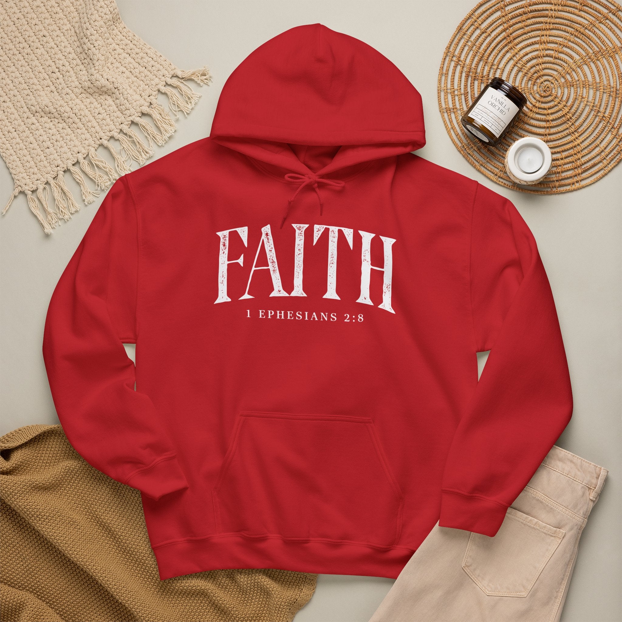 Faith Hoodie - Ephesians 2:8 Inspirational Christian Sweatshirt