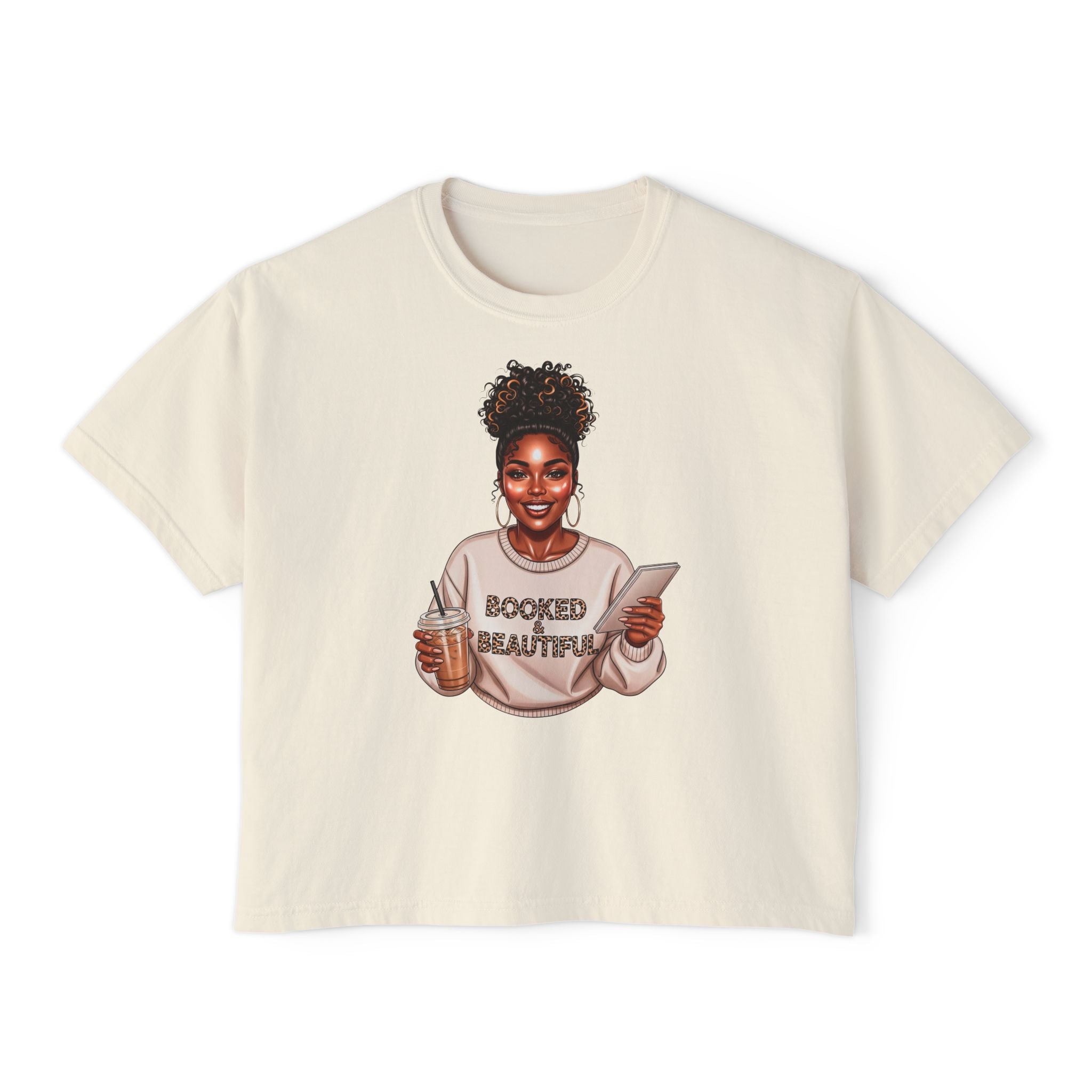 Booked & Beautiful Women's Boxy Tee — Empowering Black Girl Magic Graphic Shirt