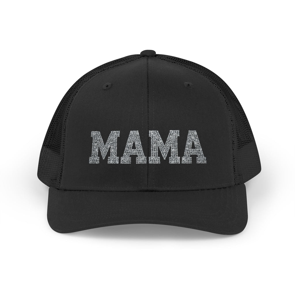 Mama Snapback Trucker Cap — Glitter Script "MAMA" Mesh Back Hat for Moms, Mother's Day Gift