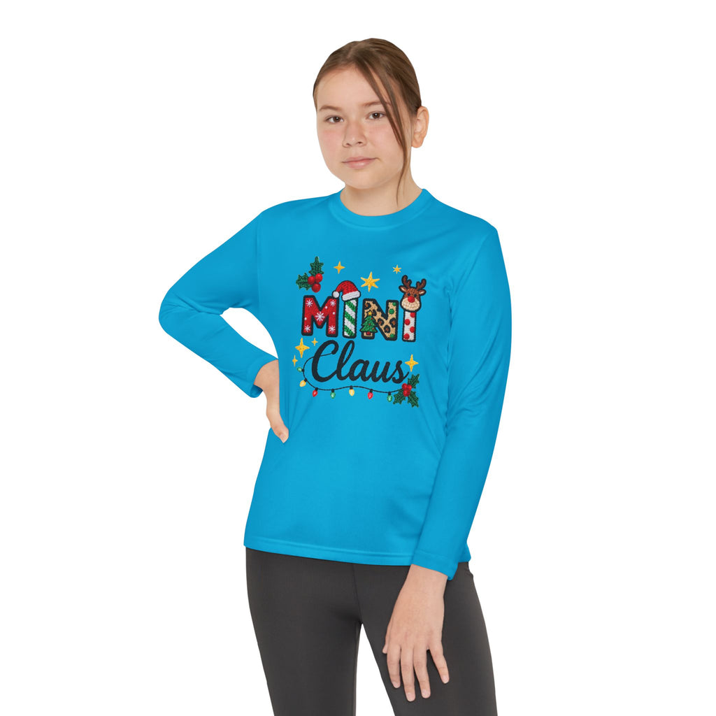 Mini Claus Youth Long Sleeve Tee — Cute Kids Christmas Holiday Shirt