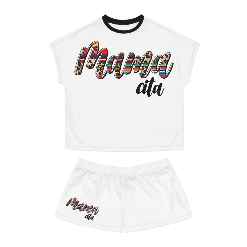 Mama Cita Pajama Set - Women's Short Sleepwear with Serape Leopard Script