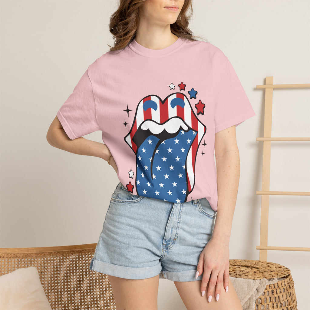 American Flag Rock Tongue T-Shirt