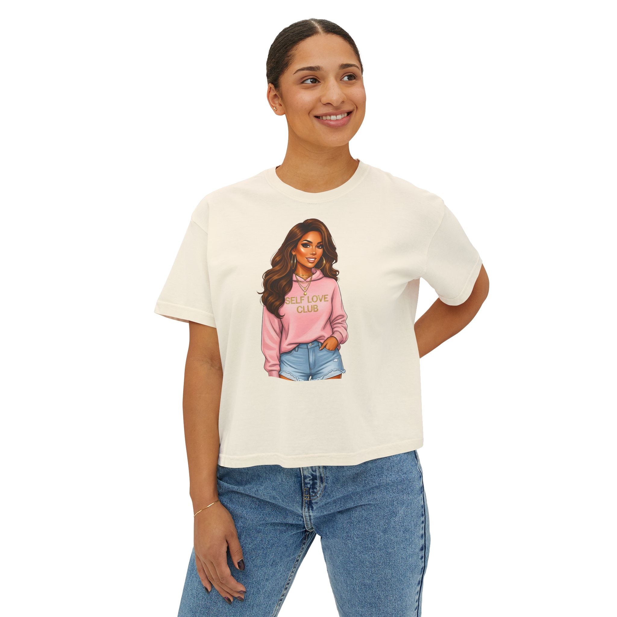 Self Love Club Boxy Tee — Women’s Graphic Cropped T-Shirt