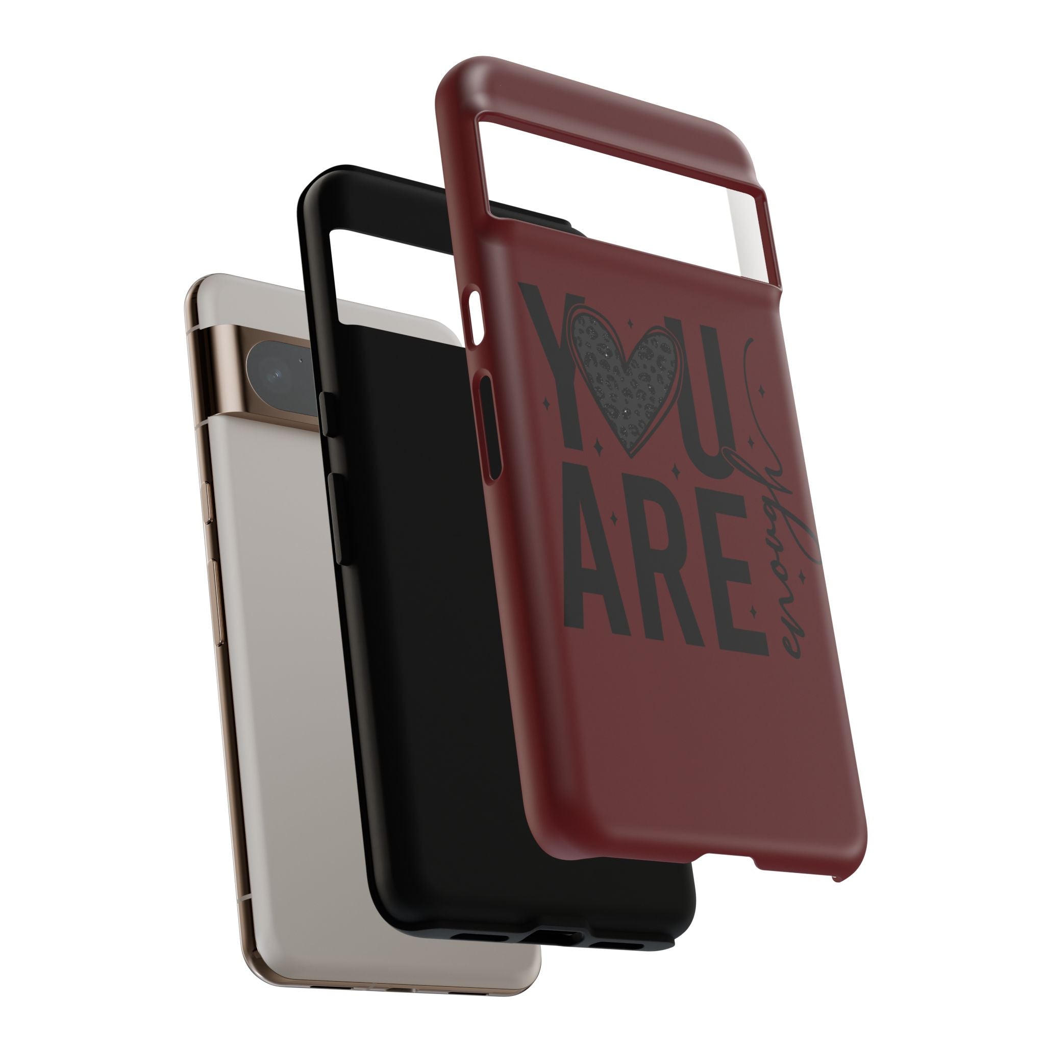 You Are Enough Phone Case — Inspirational Protective iPhone Cover (Maroon)