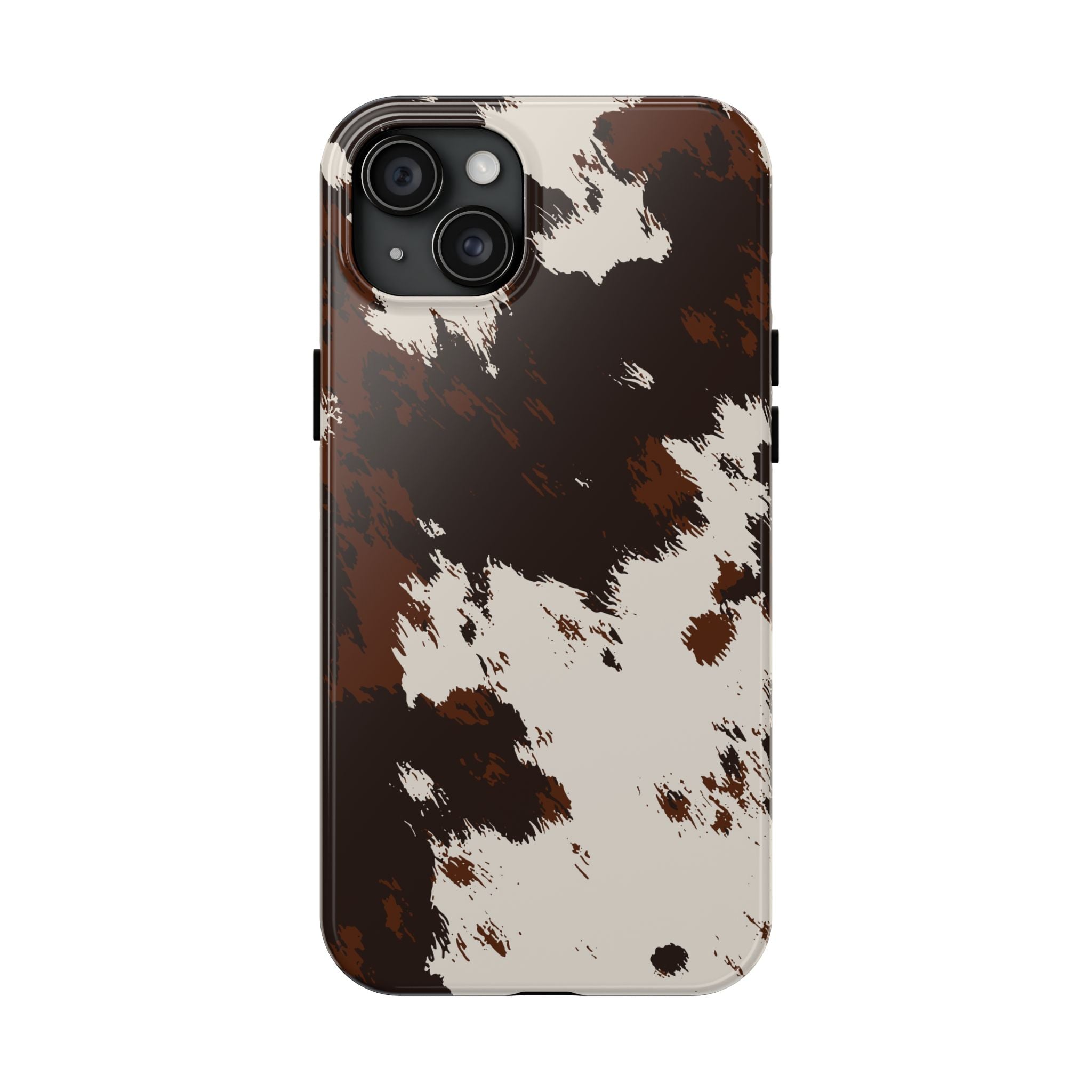 Cowhide Print Tough Phone Case — Brown & White Western Rugged Protection