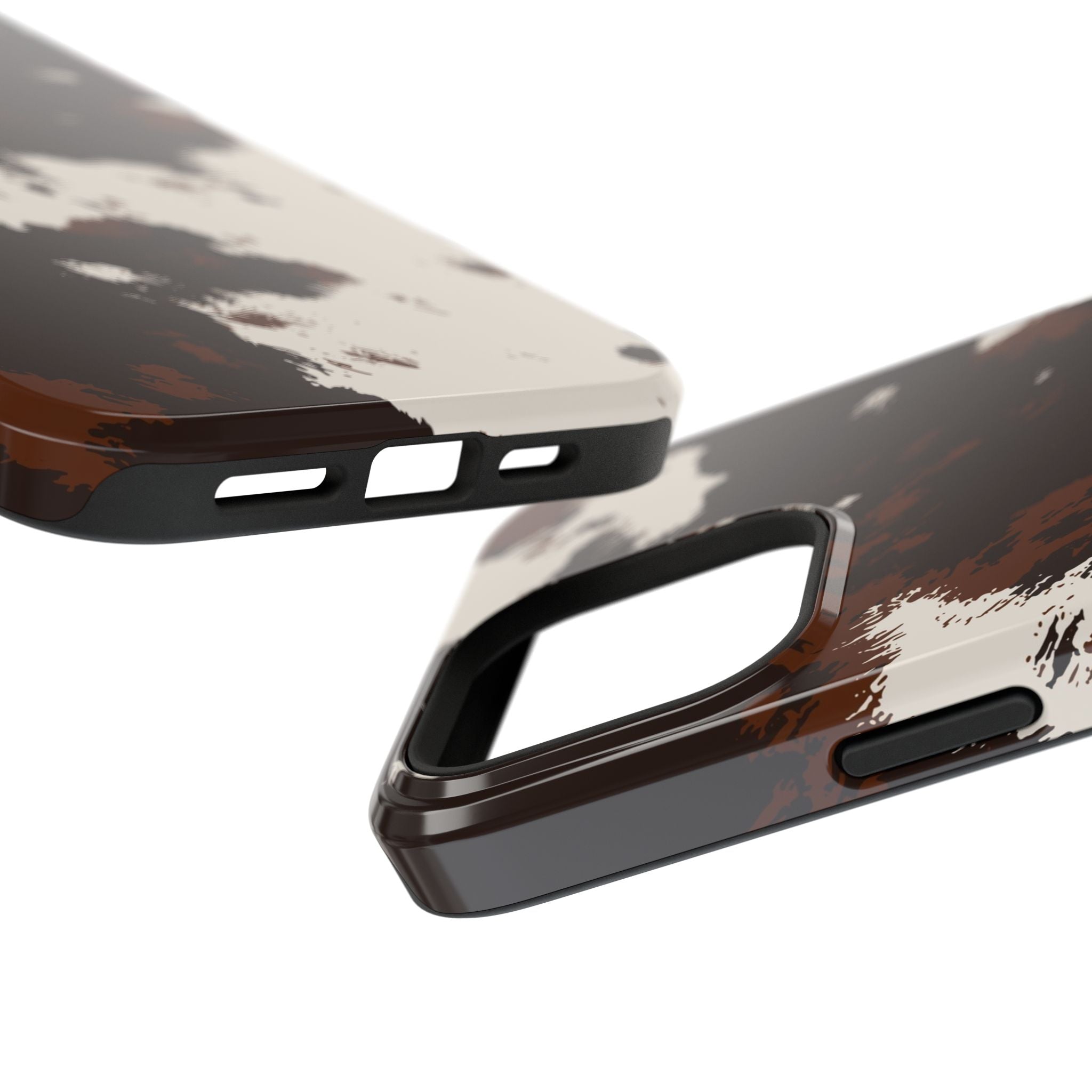 Cowhide Print Impact Phone Case — Brown & Cream Protective Cover