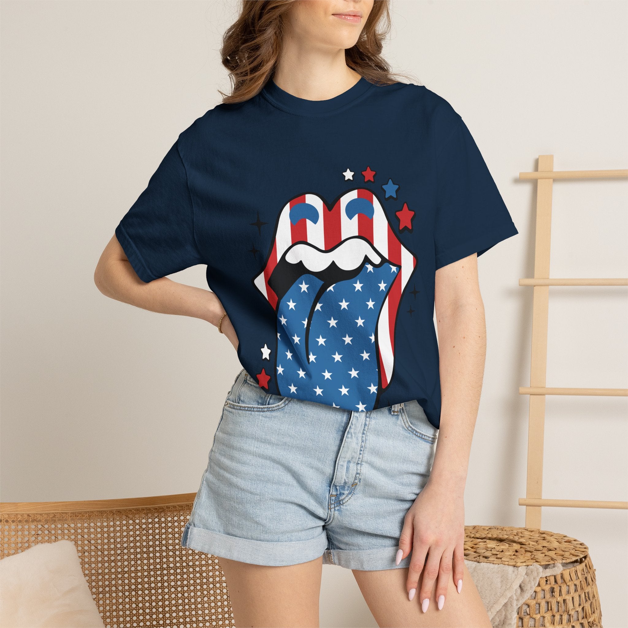 American Flag Rock Tongue T-Shirt