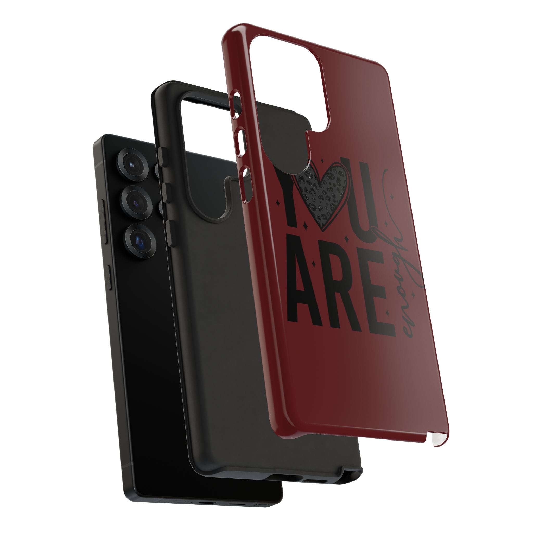 You Are Enough Phone Case — Inspirational Protective iPhone Cover (Maroon)