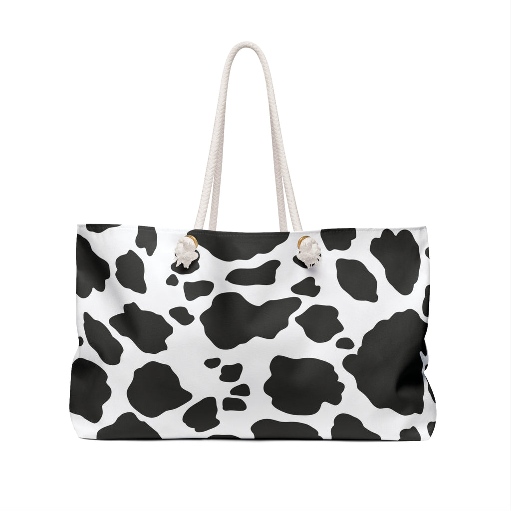 Cow Print Weekender Bag — Black & White Travel Tote