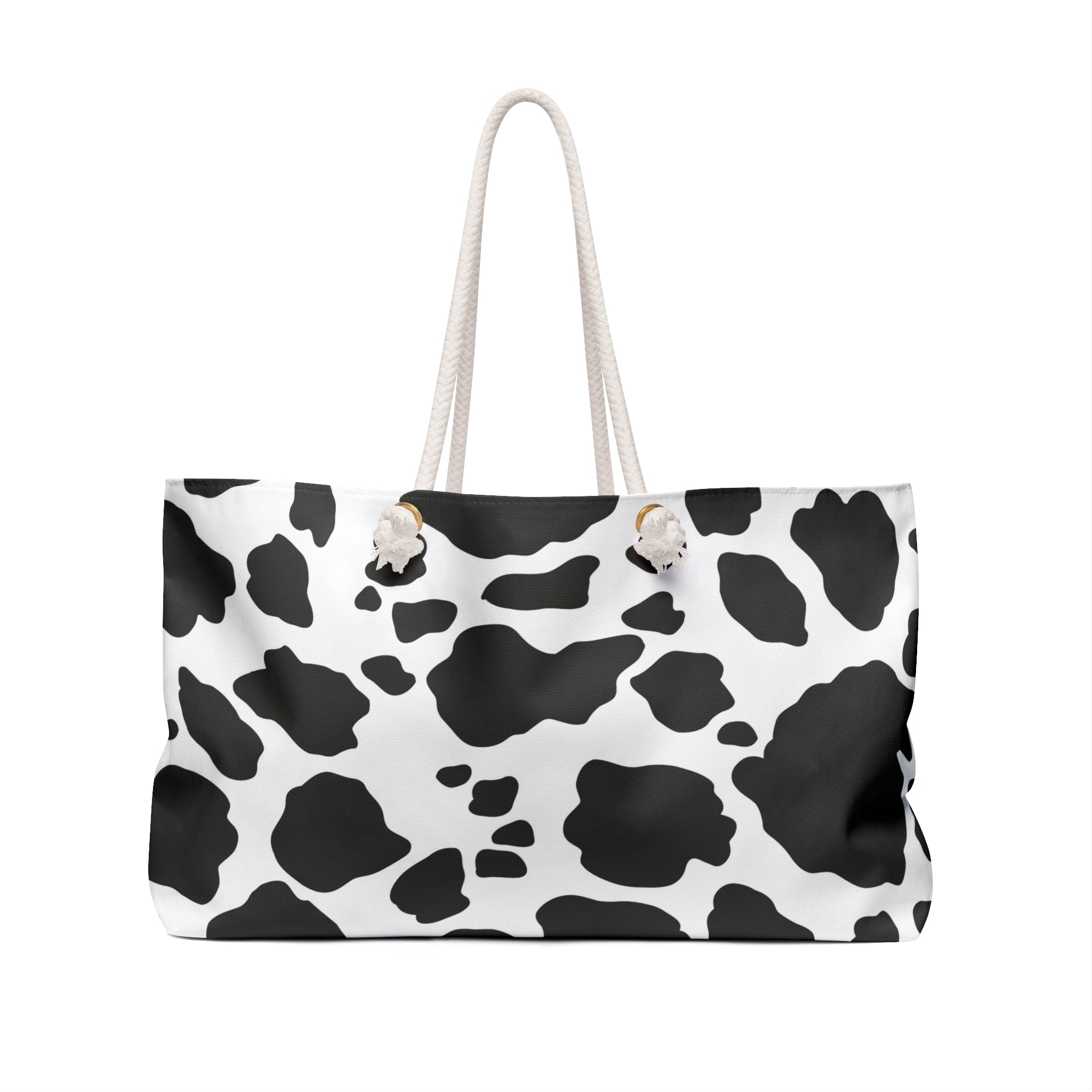 Cow Print Weekender Bag — Black & White Travel Tote