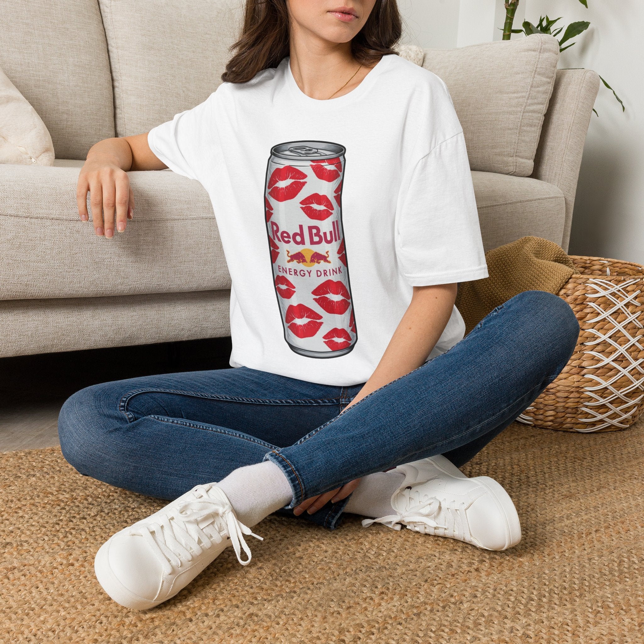 Graphic Tee — Red Bull Can with Lip Print