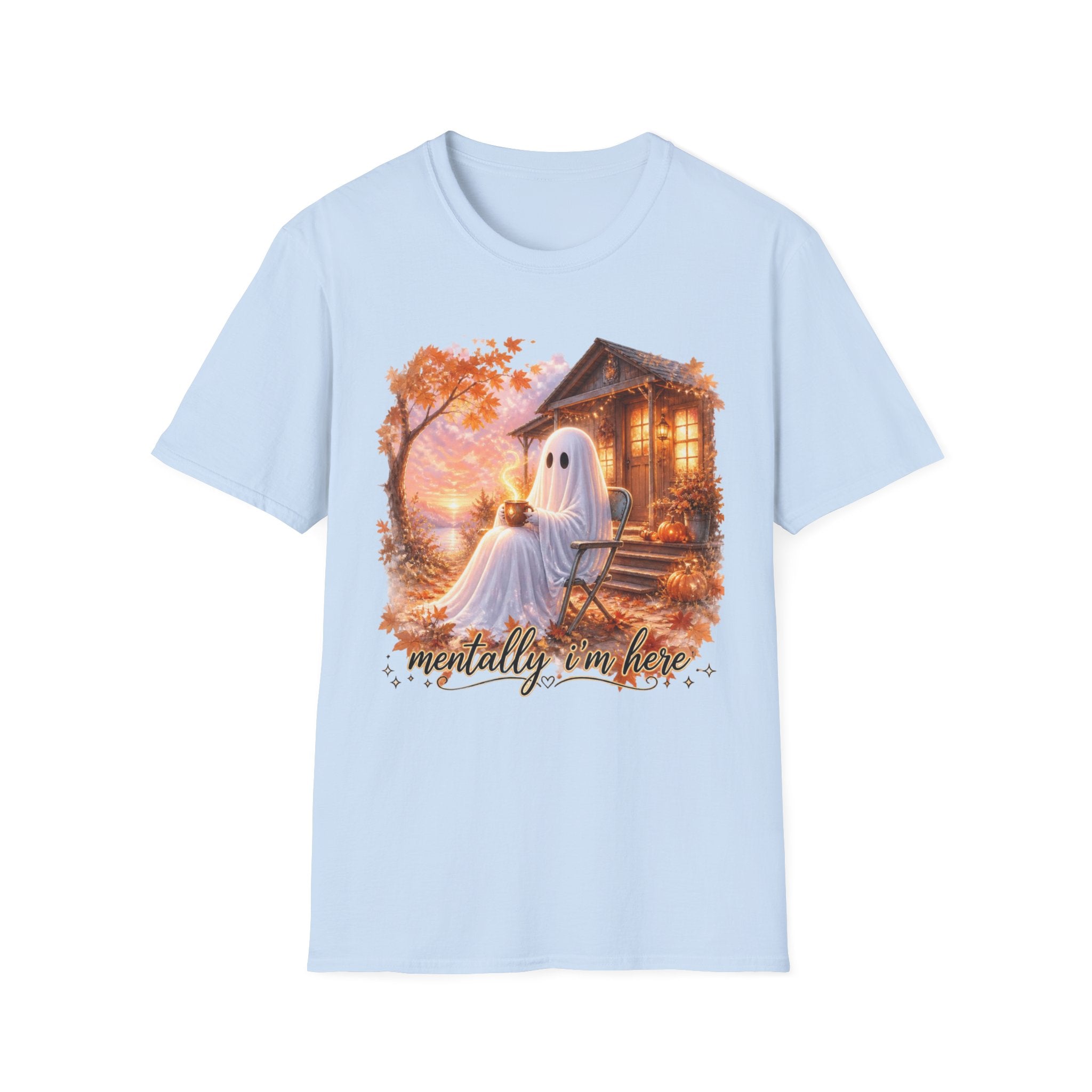 Ghost Cozy Fall T-Shirt — "Mentally on Fire" Autumn Halloween Tee
