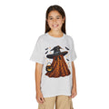 Youth T-Shirt — Leopard Witch Ghost Halloween Tee (Pumpkin Candy Bag, Bats)