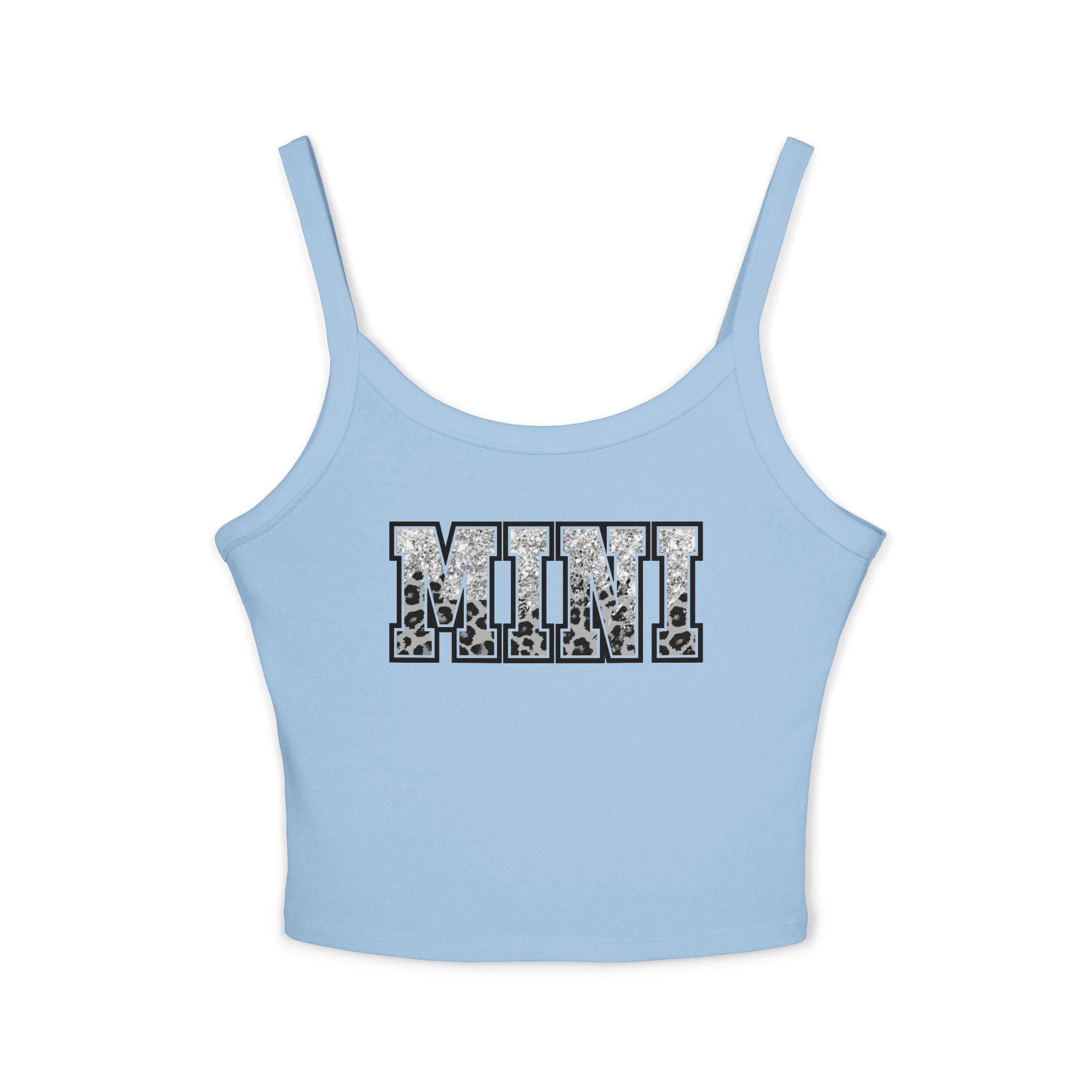 Mini Leopard Print Crop Tank Top — Women's Spaghetti Strap Graphic