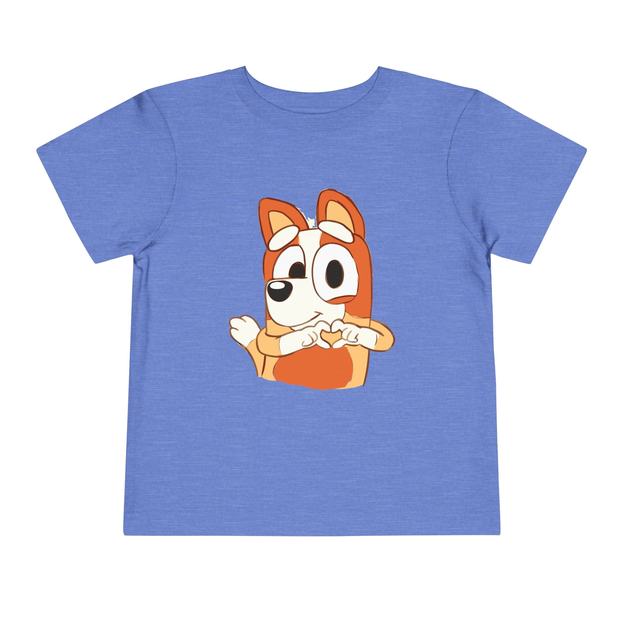 Toddler Tee — Cute Cartoon Dog Making Heart Gesture