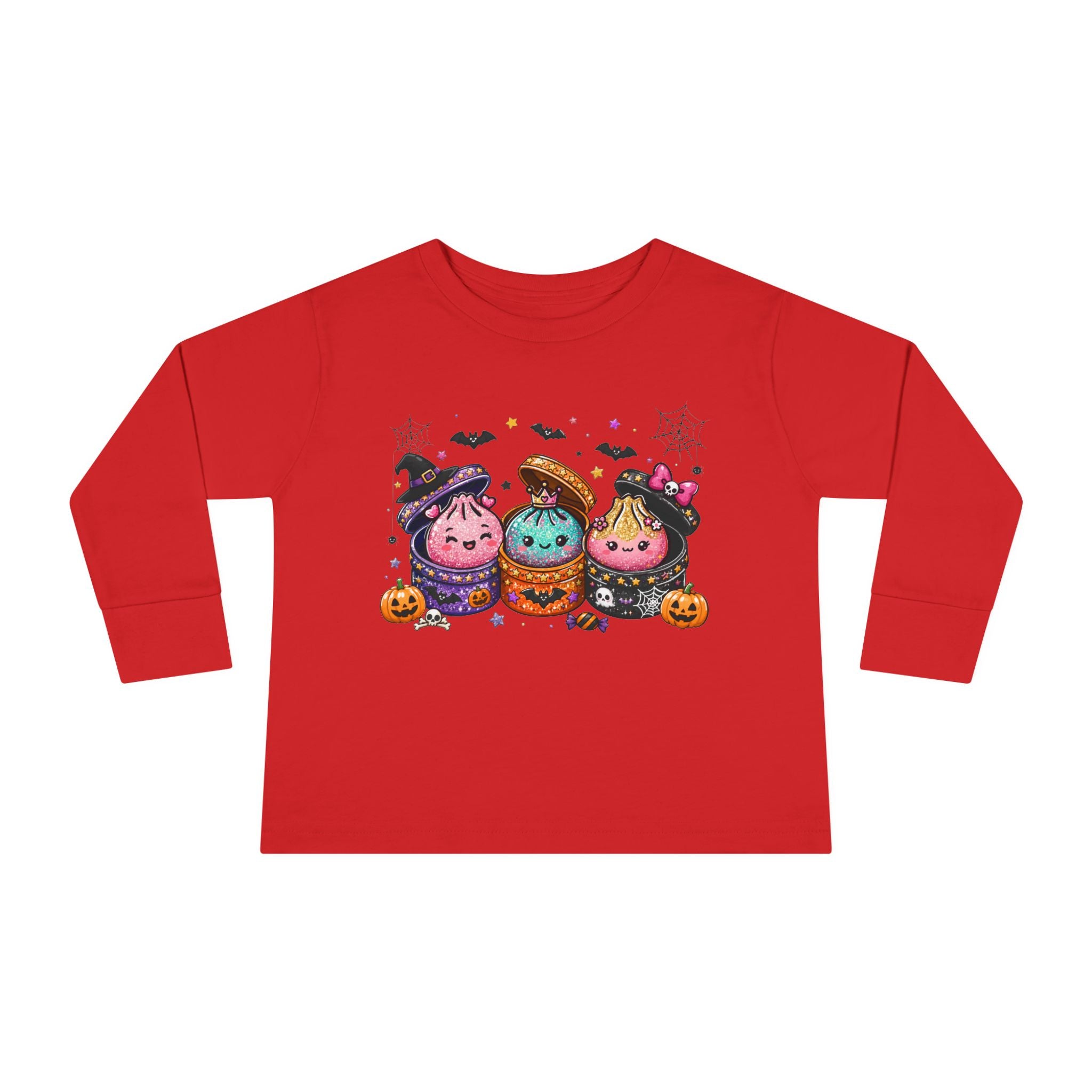 Toddler Long Sleeve Tee — Cute Halloween Cupcake Trio Costume Shirt