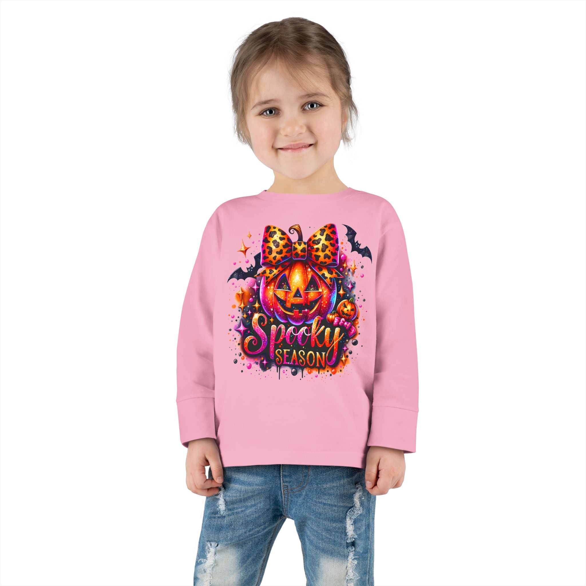 Toddler Long Sleeve Tee — "Spooky Season" Pumpkin Halloween Shirt