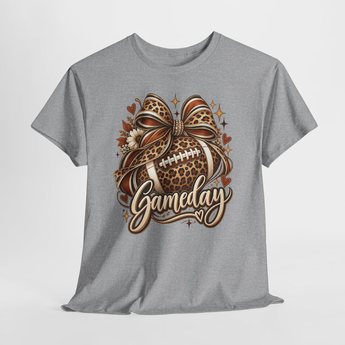 Gameday Football Tee — Leopard Print Football with Bow