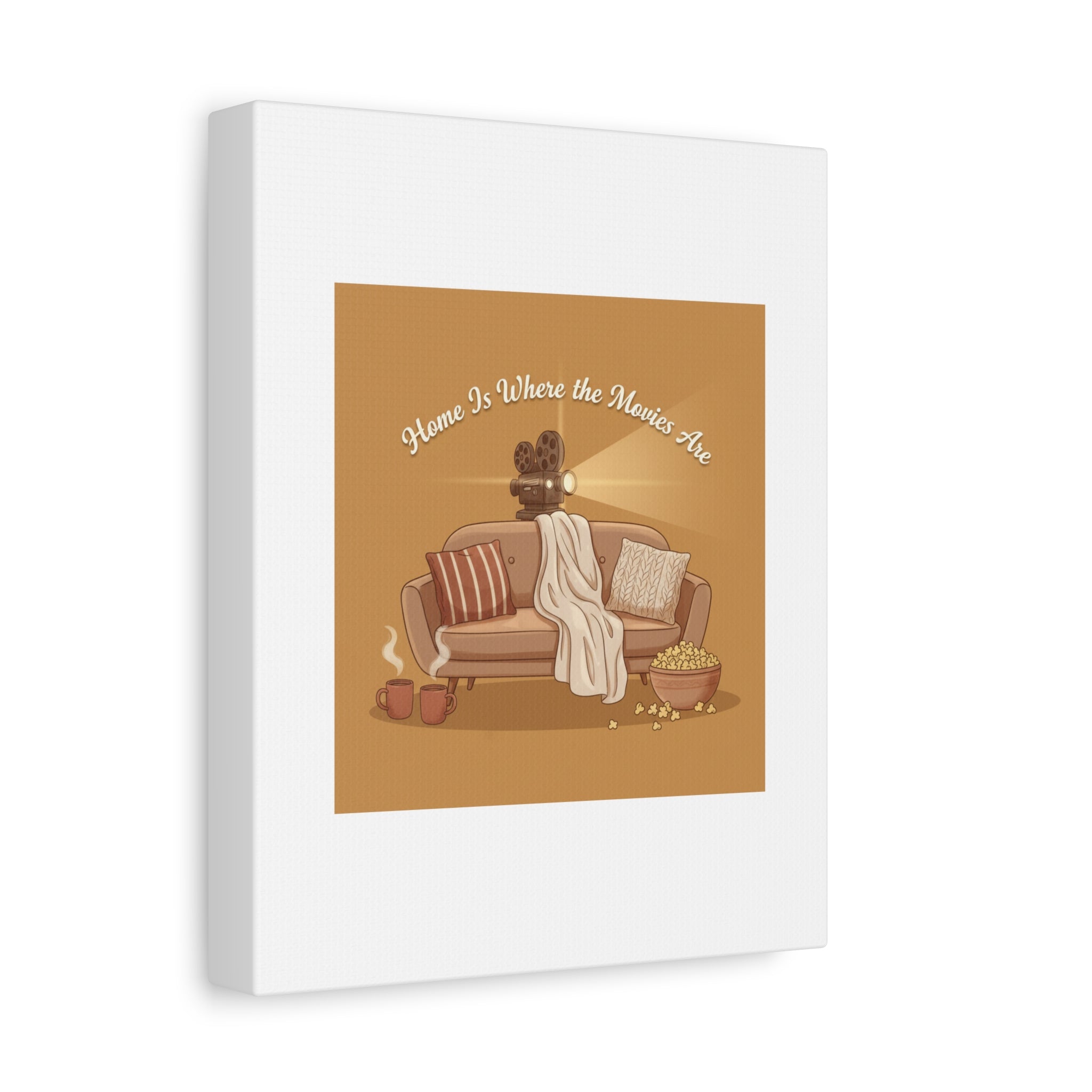 Home Is Where the Movies Are Canvas | cozy night art, home cinema decor
