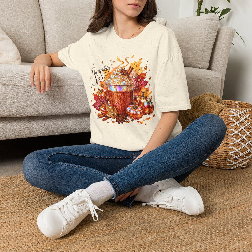 Pumpkin Spice Cup T-Shirt — Autumn Latte Fall Leaves Tee