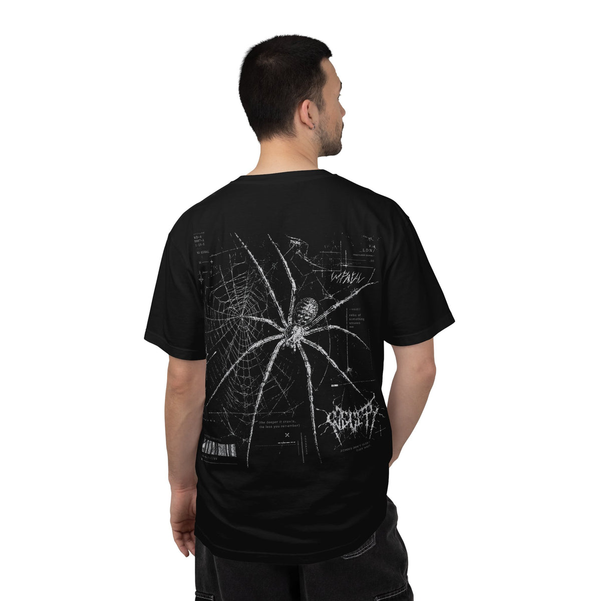 Spider Web Graphic T-Shirt — Vintage Gothic Arachnid Back Print