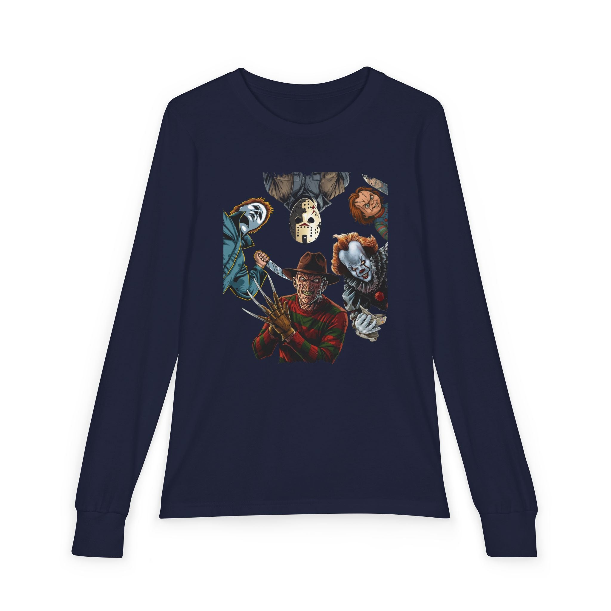 Horror Icons Youth Long Sleeve Tee - Freddy, Jason & More Graphic