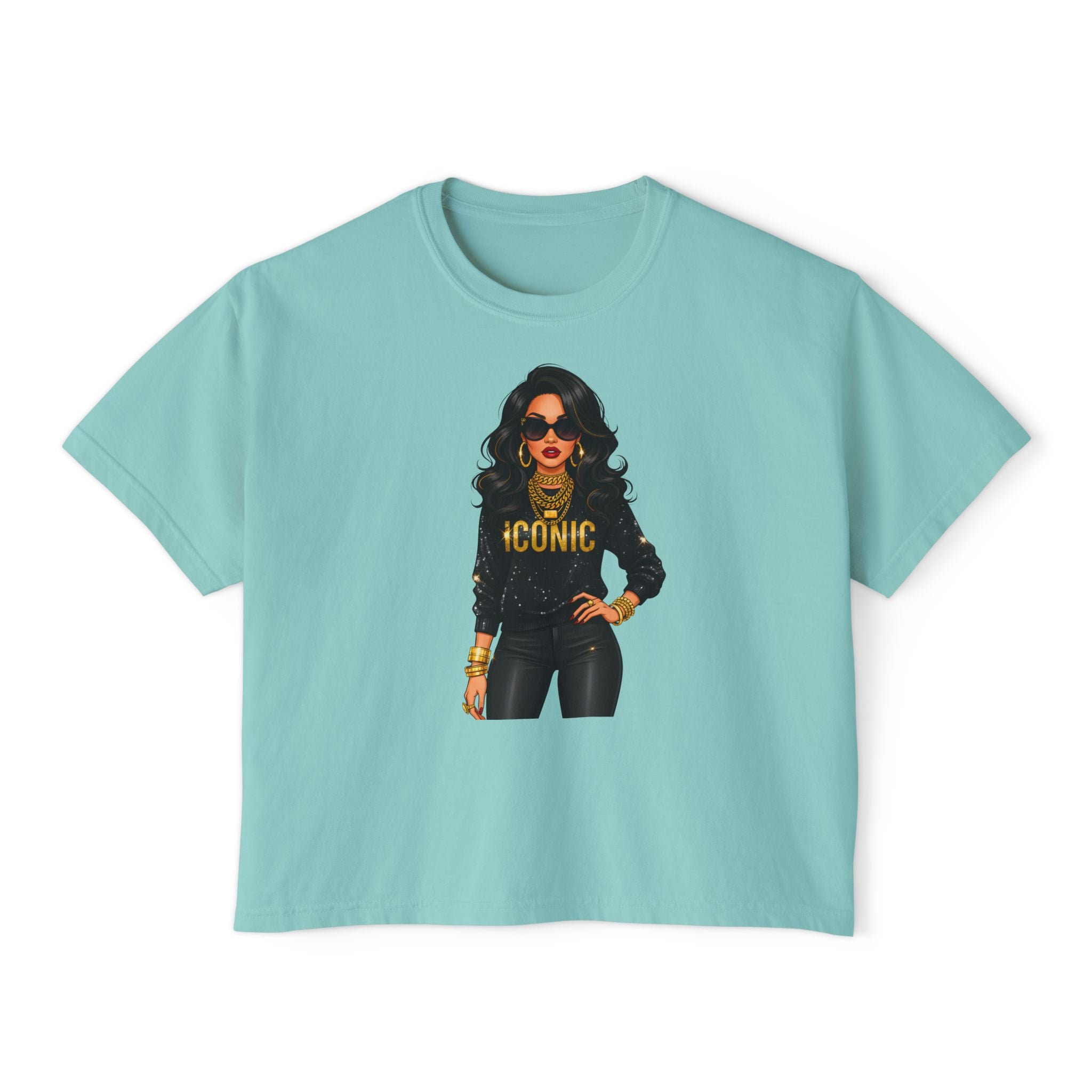 Iconic Woman Boxy Tee — Empowered Graphic Crop T-Shirt
