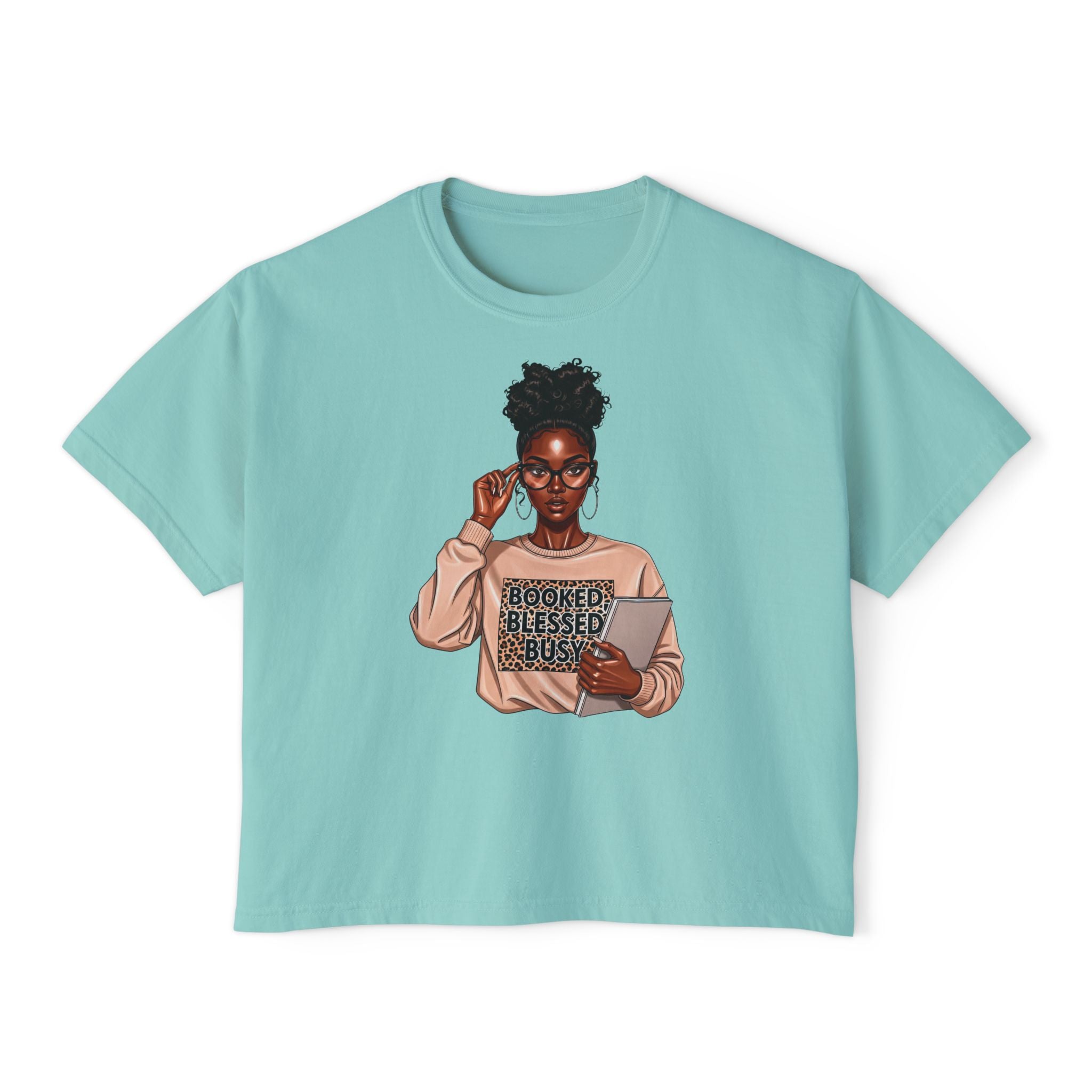 Boxy Tee — Booked Blessed Boss Graphic