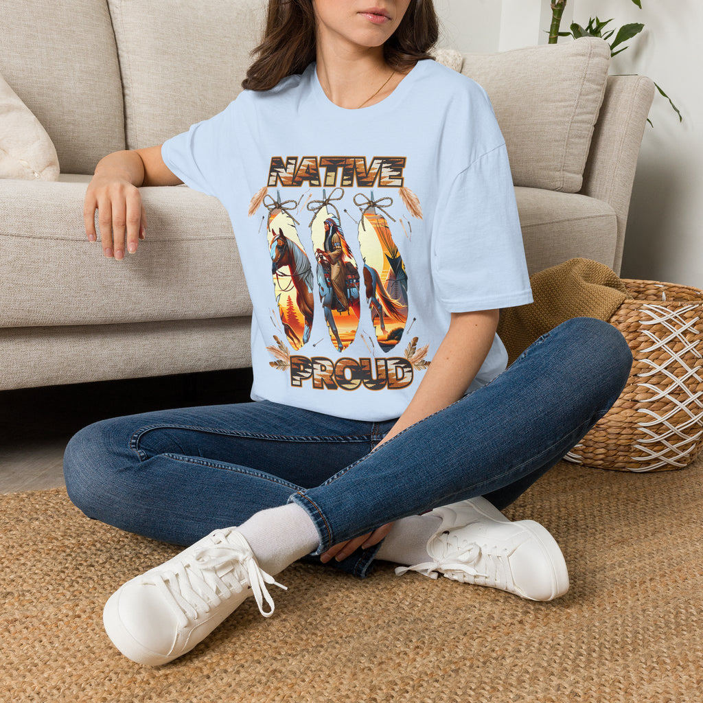 Native Proud T-Shirt — Tribal Feather Graphic Tee