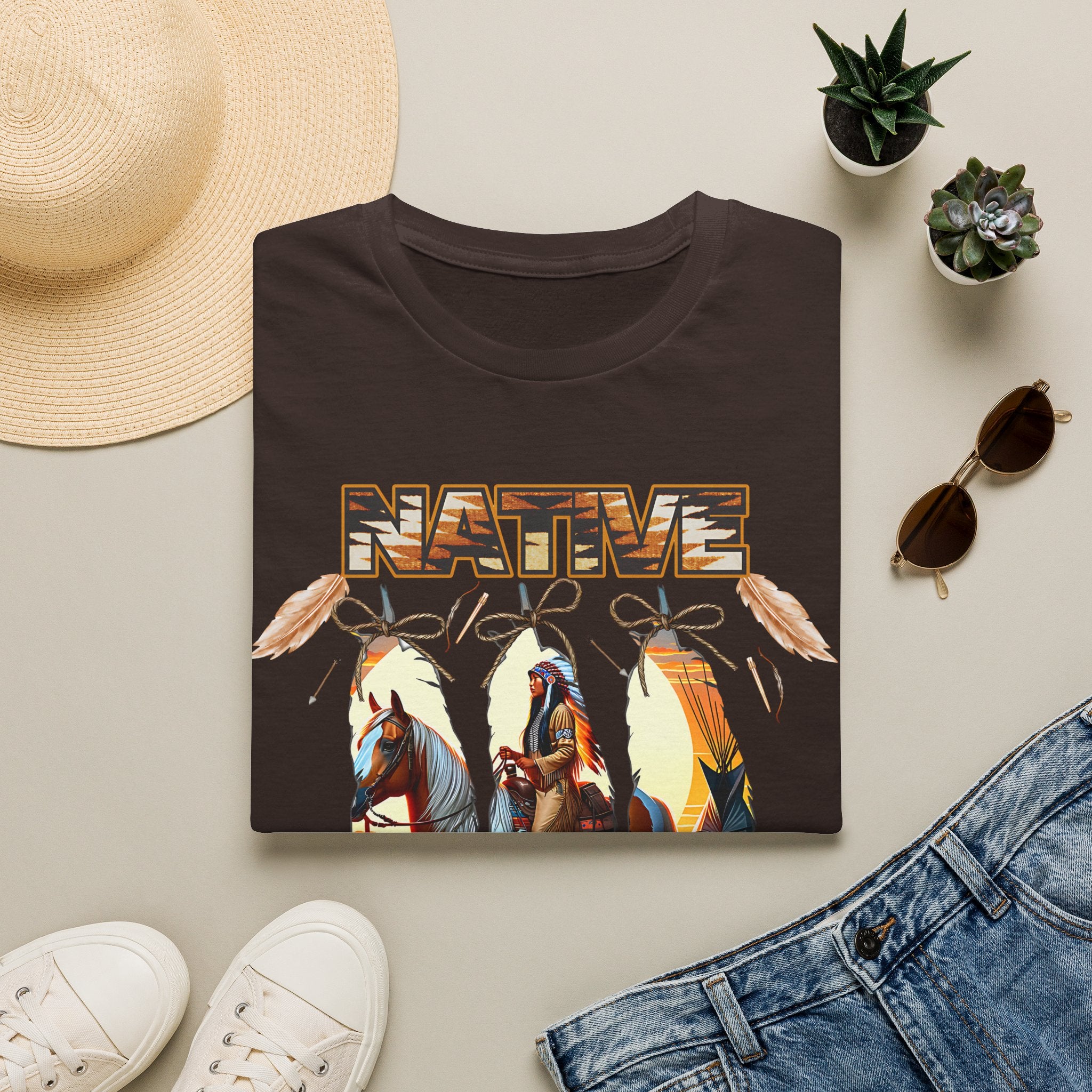 Native Proud T-Shirt — Tribal Feather Graphic Tee